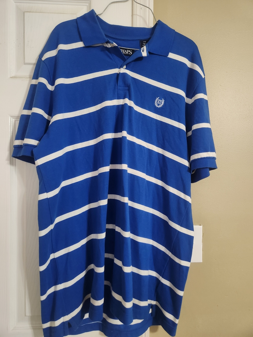 Chaps Men's Royal Blue & White Striped Polo